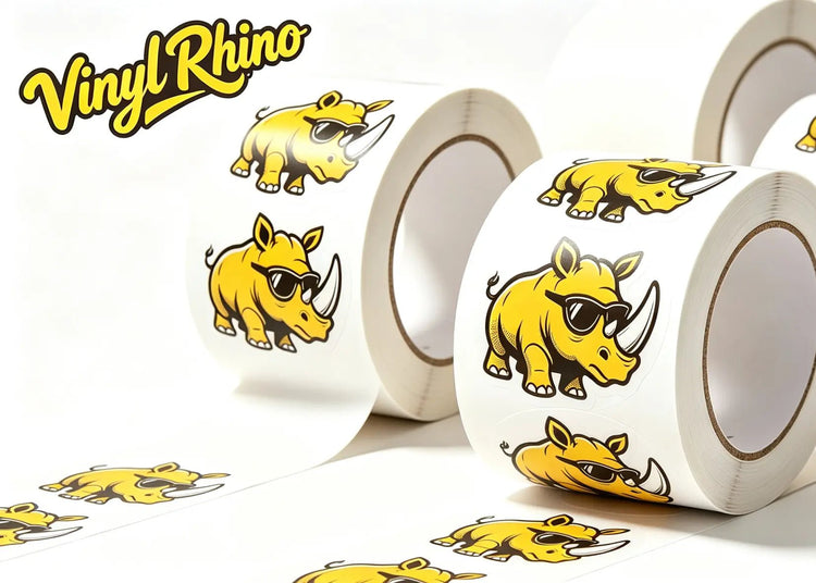High-quality custom roll labels featuring printed brand logos, perfect for fast, efficient bulk application and product packaging.