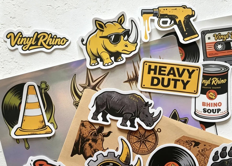 A physical custom sticker sample showcasing our premium print quality, waterproof vinyl material, and precise die-cut edges before bulk ordering.