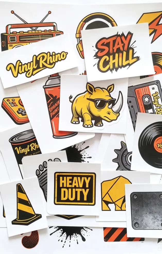 Custom kiss cut stickers and sticker sheets with protective backing paper, easy to peel and perfect for multi-element designs.