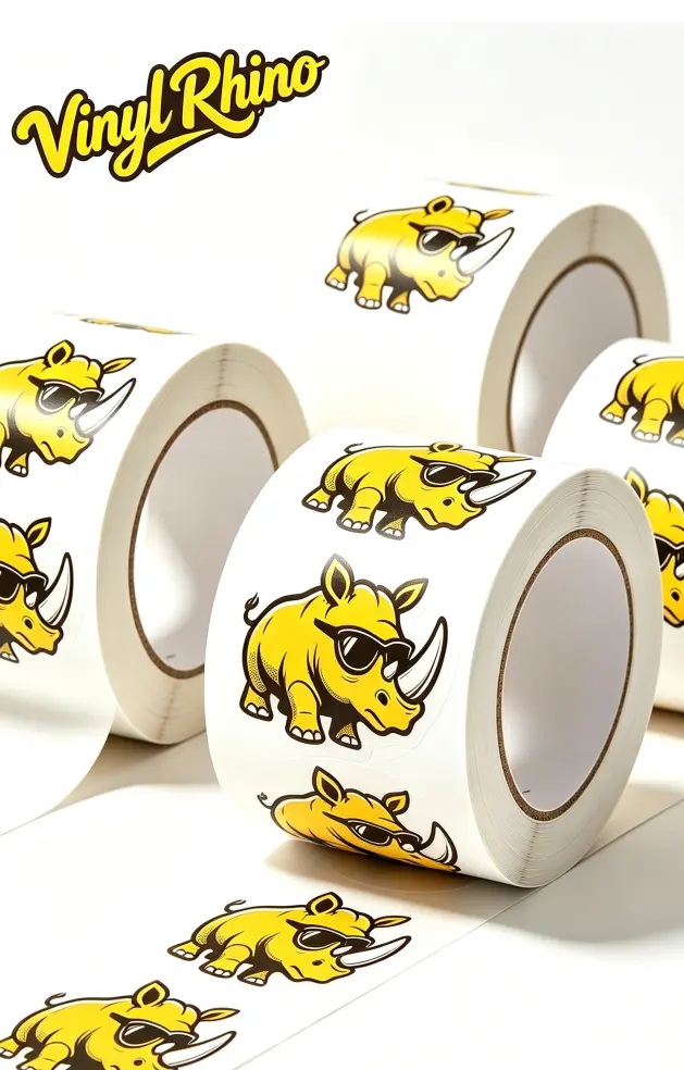 Custom roll labels featuring brand logos, ideal for efficient business product packaging, brand promotion, and bulk shipping.